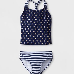 Cat & Jack Girls Nautical/Sailor Tankini Set